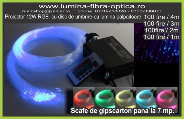 Kit 12W RGBW cu disc + 400 fibre optic